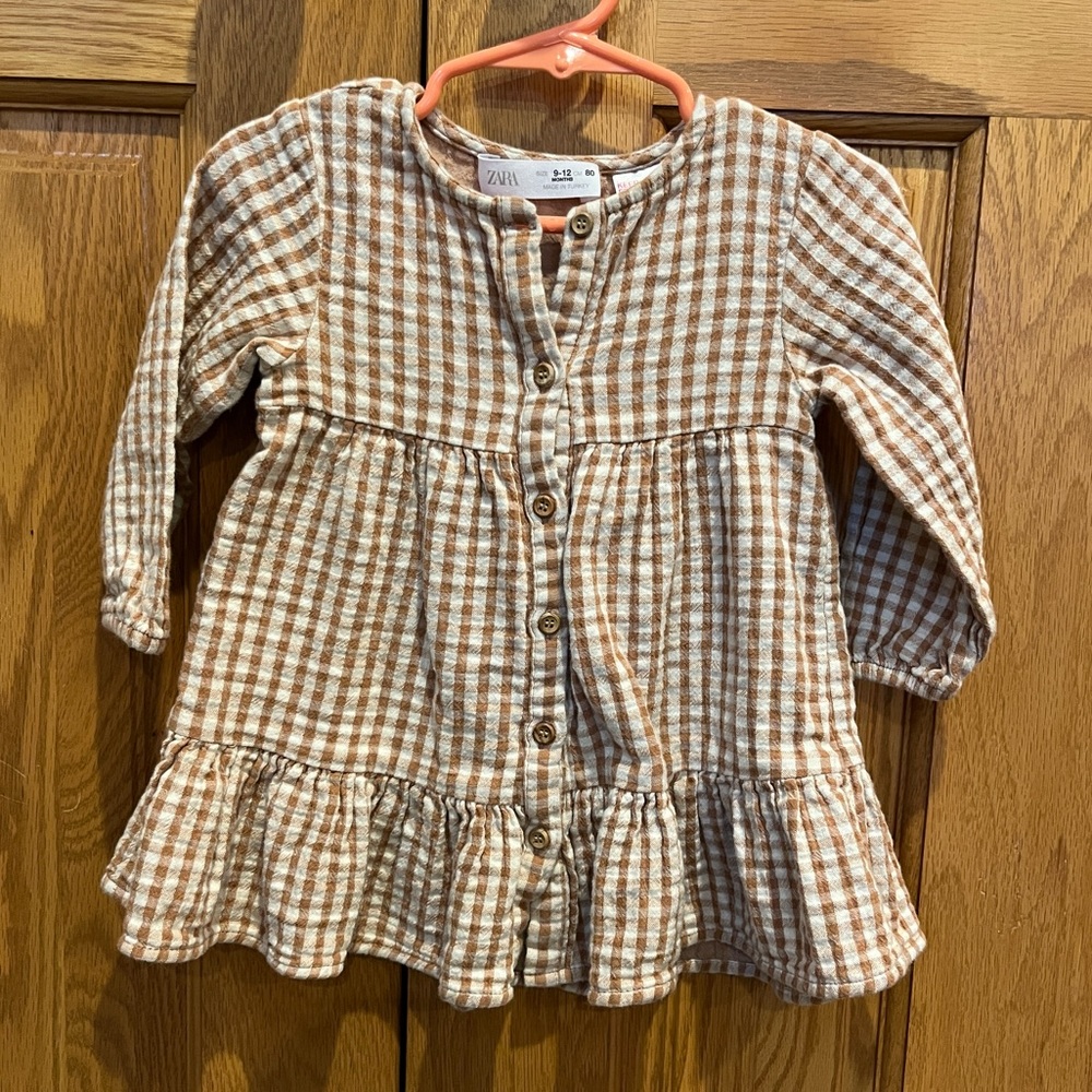 Zara Brown/White Gingham Dress
